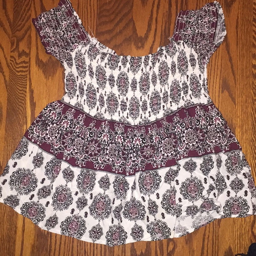 Strapless boho smocked top- Pac Sun